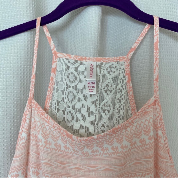 Xhilaration Girls Peach Tribal Print Tier Dress - Picture 3 of 4